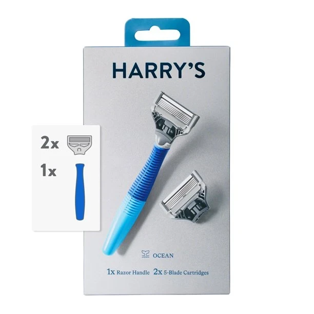 Harry's Men's Razor Indigo Blue Handle & 2 Razor Blade Refills