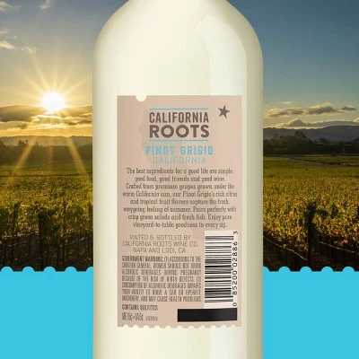 Pinot Grigio White Wine  750ml Bottle  California Roots™