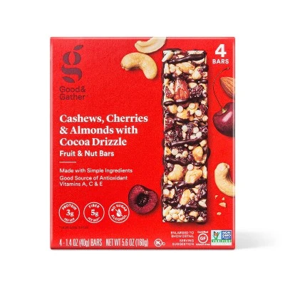 Cashews, Cherries & Almond with Cocoa Drizzle Fruit & Nut Bars  4ct  Good & Gather™