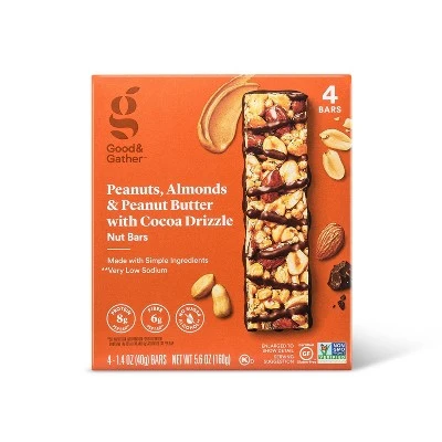 Almond & Peanut Butter with Cocoa Drizzle Nut Bars  4ct  Good & Gather™