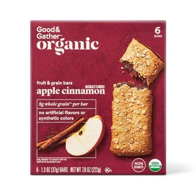 Organic Whole Grain Apple Cinnamon Fruit & Grain Bars 6ct Good & Gather™