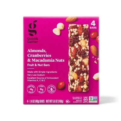 Almonds , Cranberries & Macadamia Fruit & Nut Bars  4ct  Good & Gather™