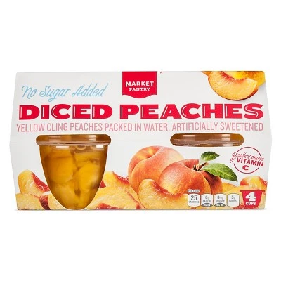 No Sugar Added Diced Peaches Fruit Cups 4ct Market Pantry™