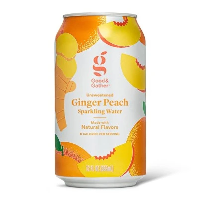 Good & Gather Unsweetened Ginger Peach Sparkling Water, Unsweetened Ginger Peach
