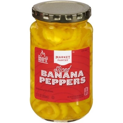 Sliced Hot Banana Pepper Rings 12oz  Market Pantry™