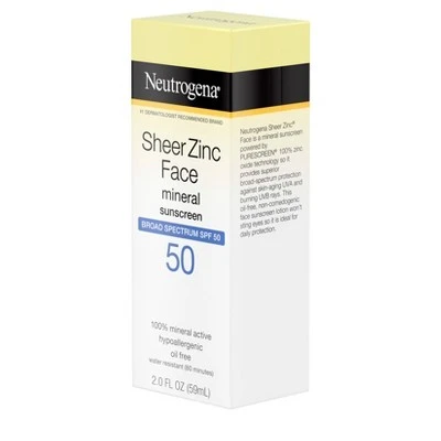 Neutrogena Sheer Zinc Sunscreen Face Lotion  SPF 50  2oz
