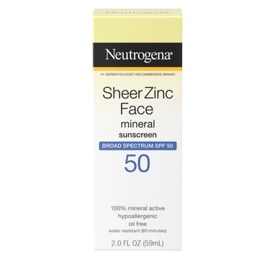 Neutrogena Sheer Zinc Sunscreen Face Lotion  SPF 50  2oz