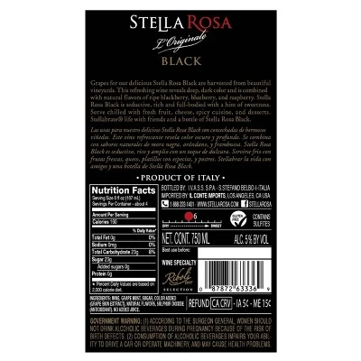 Stella Rosa Black Red Blend Wine  750ml Bottle
