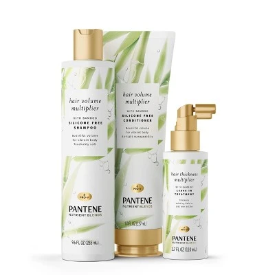 Pantene Nutrient Blends Hair Volume Multiplier Silicone Free Bamboo Conditioner for Fine & Thin Hai