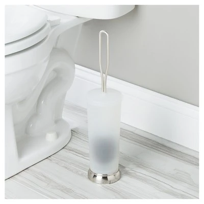 Bathroom Toilet Bowl Brush with Holder Satin Nickel/Frost iDESIGN