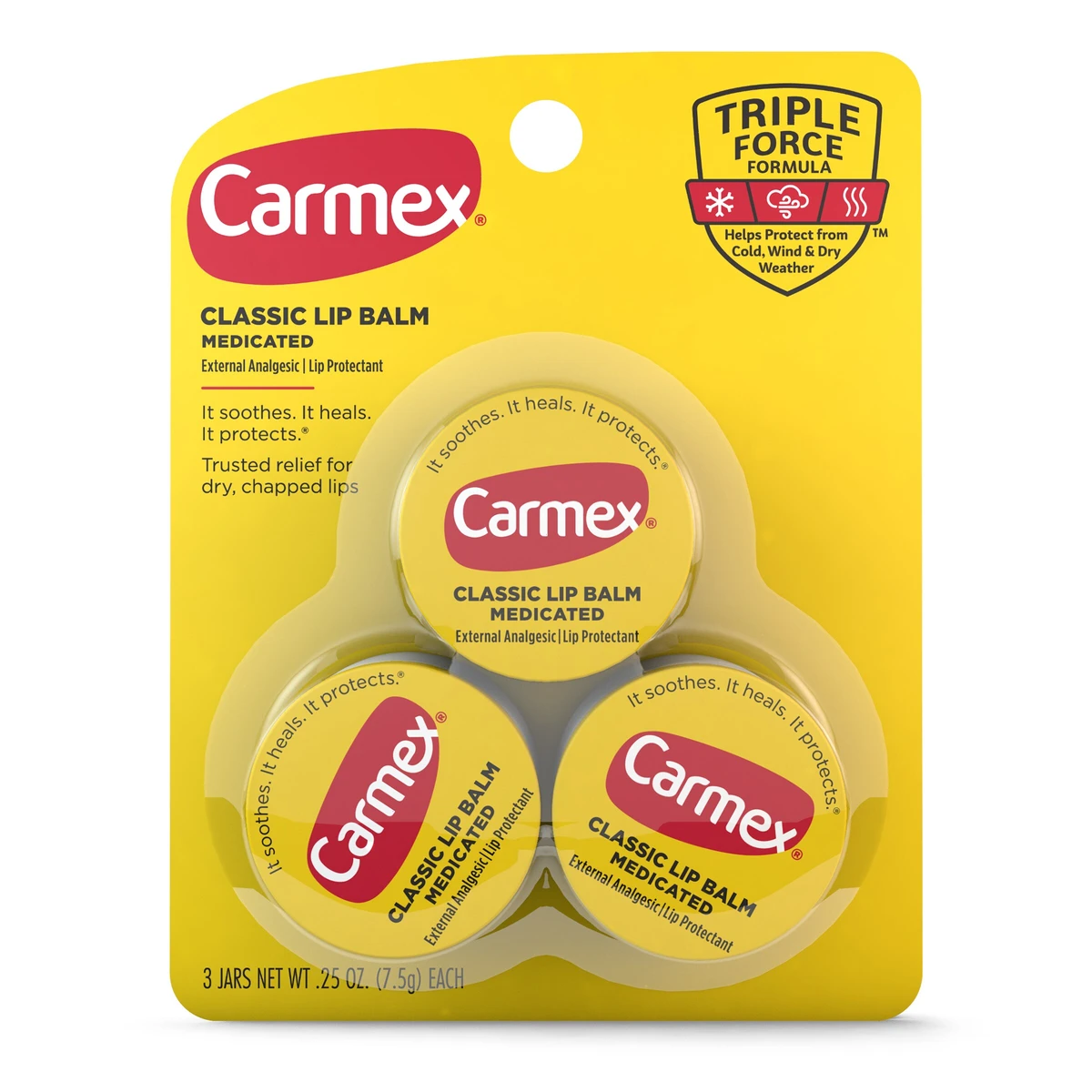 Carmex Classic Medicated Lip Balm Jar  3ct