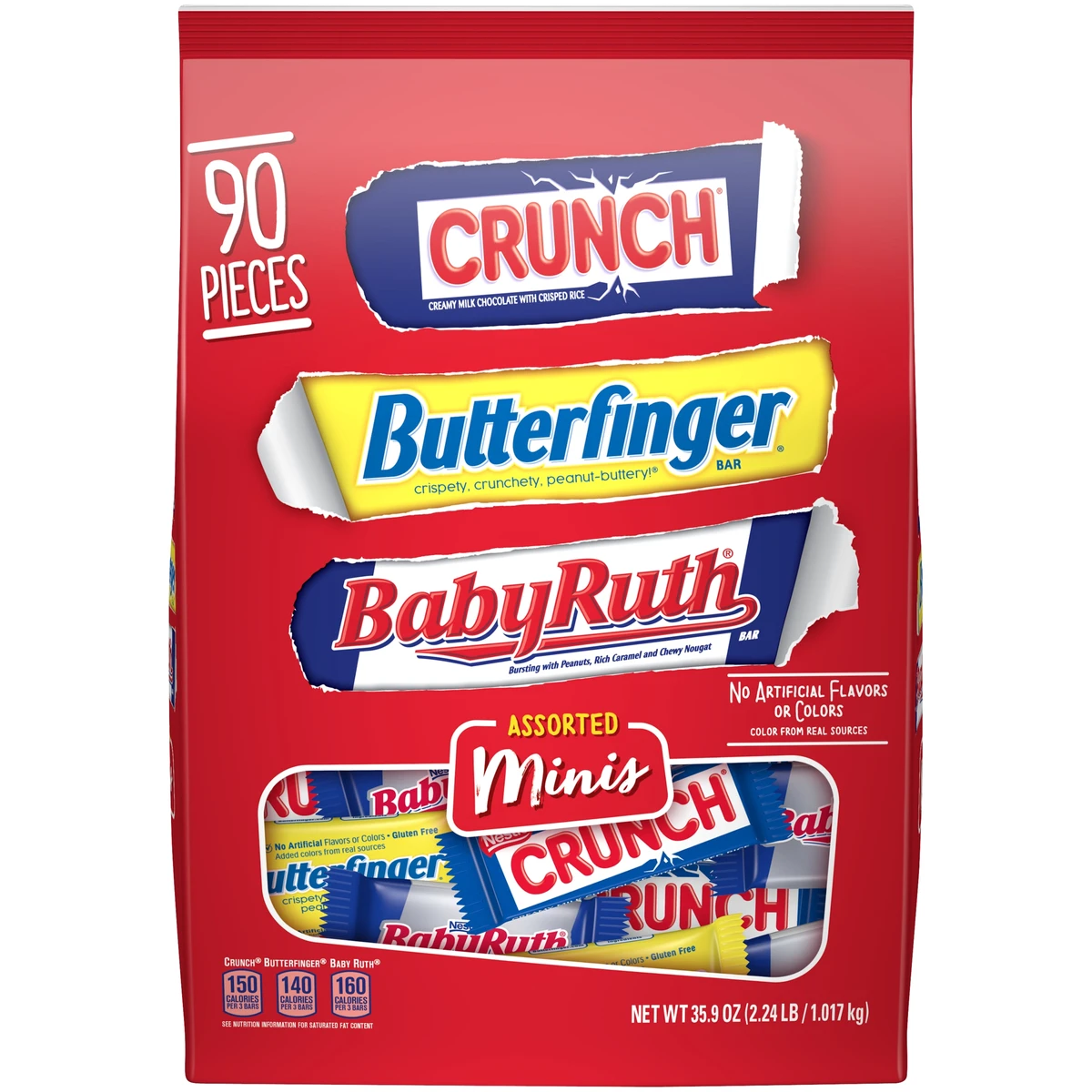 Ferrero Crunch, Butterfinger & BabyRuth Assorted Mini Chocolate Variety Pack  35.9oz