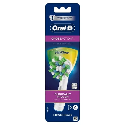 Oral B Cross Action Electric Toothbrush Replacement Brush Heads 4ct