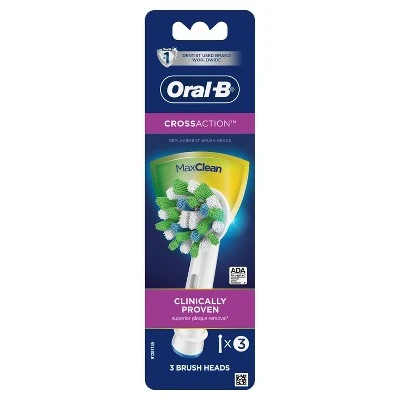 Oral B Cross Action Electric Toothbrush Replacement Brush Heads  3ct