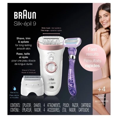 Braun Silk epil 9 3 in 1 Women's Cordless Wet & Dry Epilator + 5 Extra Accessories 9 870