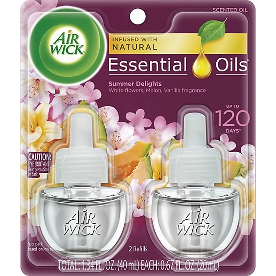 Air Wick Life Scents Scented Oil Plug in Air Freshener Refills, Summer Delights with White Flowers 