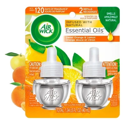 Air Wick Scented Oil Pure Sparkling Citrus Air Freshener Refill  0.67oz/2ct