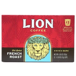 LION Coffee Lion Coffee French Roast Dark Roast Coffee  Keurig K Cup Pods  12ct