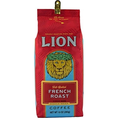 Lion French Roast Medium Roast Whole Bean Coffee  10oz