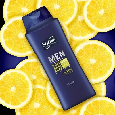 Suave Men 3 in 1 Citrus Rush Shampoo + Conditioner & Body Wash  28 fl oz