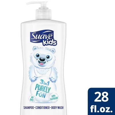 Suave Kids Purely Fun 3 In 1 Shampoo + Conditioner + Body Wash  28 fl oz