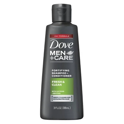 Dove Men+Care Fresh & Clean 2 in 1 Shampoo + Conditioner Travel Size  3 fl oz