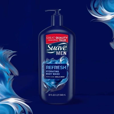 Suave Men Refresh Hydrating Body Wash Soap for All Skin Types  32 fl oz