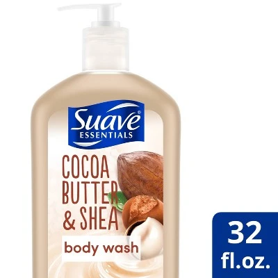 Suave Essentials Cocoa Butter & Shea Creamy Body Wash Soap for All Skin Types 32 fl oz
