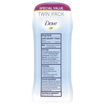 Dove Powder 24 Hour Invisible Solid Antiperspirant & Deodorant Stick 2pc/5.2oz