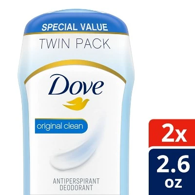 Dove Original Clean 24 Hour Invisible Solid Antiperspirant & Deodorant Stick  2.6oz
