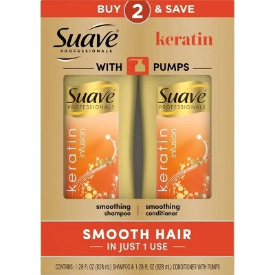 Suave Professionals Keratin Infusion Shampoo & Conditioner  28 fl oz / each, Twin Pack