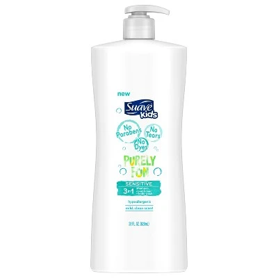 Suave Kids Purely Fun Sensitive 3 in 1 Shampoo + Conditioner + Body Wash  28 fl oz