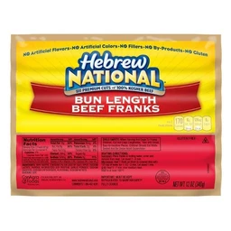  Hebrew National Bun Length Beef Franks 12oz