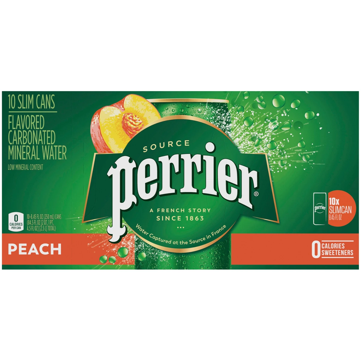 Perrier Peach Flavored Carbonated Mineral Water 10pk/8.45 fl oz Cans