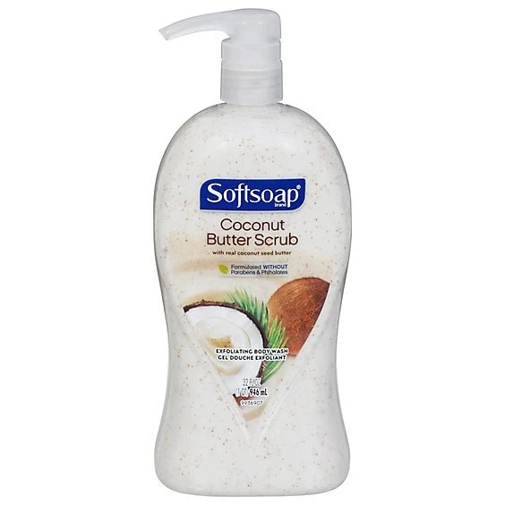Softsoap Coconut & Butter Scrub Exfoliating Body Wash Pump 32 fl oz