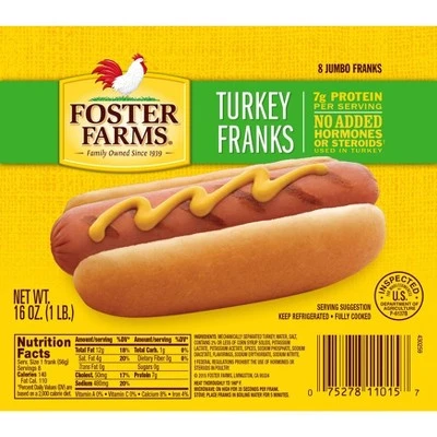 Foster Farms Turkey Franks 16oz/8ct