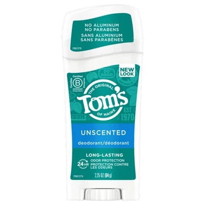 Tom's of Maine Long Lasting Unscented Natural Deodorant Stick 2.25oz