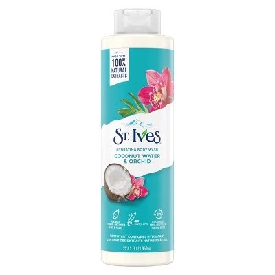 St. Ives Coconut Water & Orchid Plant Based Natural Body Wash Soap  22 fl oz