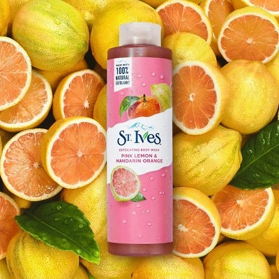 St. Ives Pink Lemon & Mandarin Orange Plant Based Natural Body Wash Soap 22 fl oz