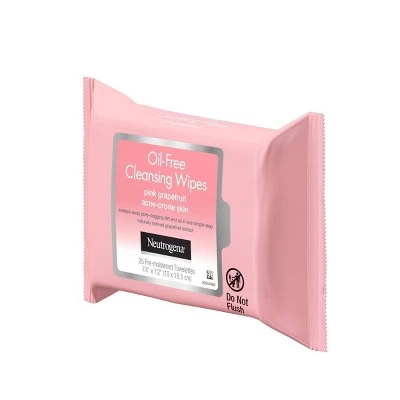 Neutrogena Oil Free Cleansing Wipes for Acne Prone Skin, Pink Grapefruit (old formulation)