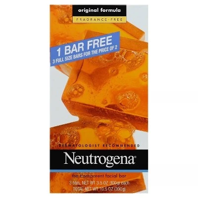 Neutrogena Facial Cleansing Bar Fragrance Free 3pk