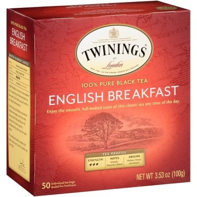 Twinings Classics Naturally English Breakfast Tea 50ct