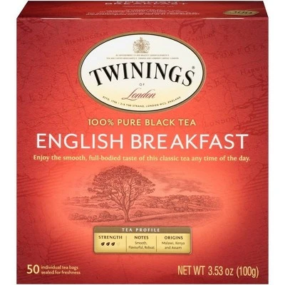 Twinings Classics Naturally English Breakfast Tea 50ct