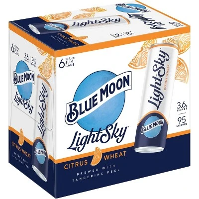 Blue Moon Light Sky Citrus Wheat Beer 6pk/12 fl oz Slim Cans