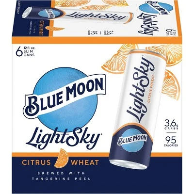 Blue Moon Light Sky Citrus Wheat Beer 6pk/12 fl oz Slim Cans