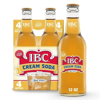 I.B.C. Cream Soda Made with Sugar  4pk/12 fl oz Glass Bottles