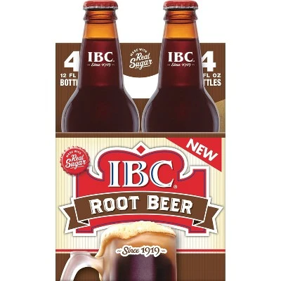 I.B.C. Root Beer Made with Sugar  4pk/12 fl oz Glass Bottles