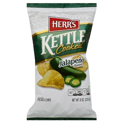 Herr's Jalapeno Flavored Kettle Cooked Potato Chips 8oz