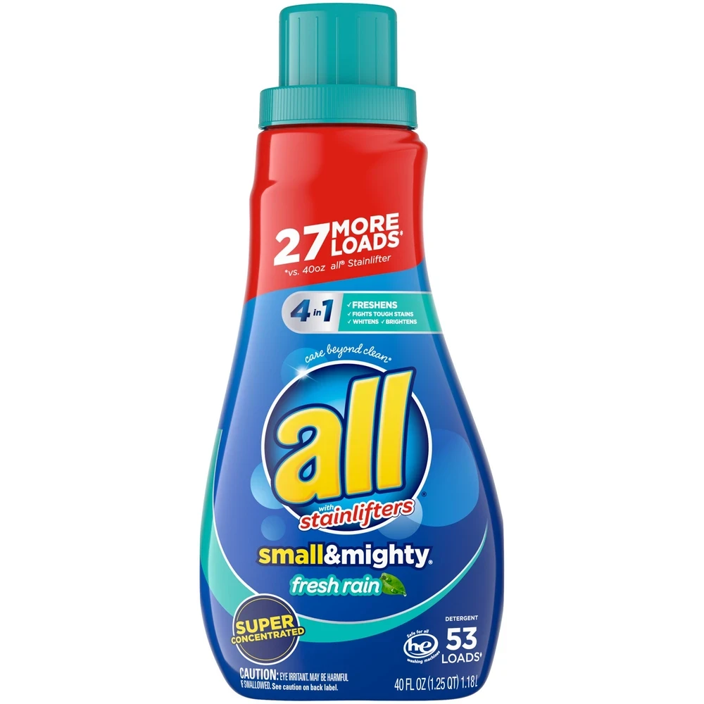 All Small & Mighty Fresh Rain HE Concentrated Liquid Laundry Detergent  40oz