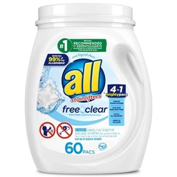 All all Mighty Free Clear For Sensitive Skin Laundry Detergent Pacs  60ct